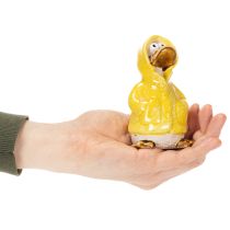 Artikel Keramik-Entenfiguren Gelber Regenmantel 11cm 4er-Set Gartendekoration