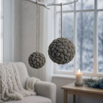 Artikel Erlenzapfen Dekokugel zum Hängen Weiss gewaschen 20 cm