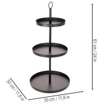 Artikel Etagere dreistöckig Metall Rund 61 cm Schwarz für Tischdekoration