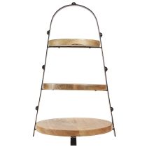Artikel Etagere 3-stöckig Holz Deko Natur Schwarz Ø30cm H52cm