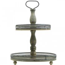 Artikel Deko-Etagere aus Holz und Metall, Vintage-Look, Pflanzenetagere, Höhe 47cm, Ø34cm