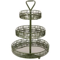 Artikel Metall-Etagere mit Tannenmuster, 3 Etagen, Grün, Ø 36 cm, H 49 cm