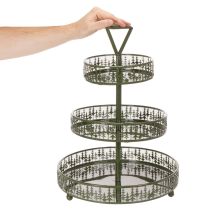 Artikel Metall-Etagere mit Tannenmuster, 3 Etagen, Grün, Ø 36 cm, H 49 cm
