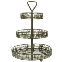 Artikel Metall-Etagere mit Tannenmuster, 3 Etagen, Grün, Ø 36 cm, H 49 cm