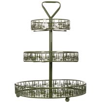 Artikel Metall-Etagere mit Tannenmuster, 3 Etagen, Grün, Ø 36 cm, H 49 cm