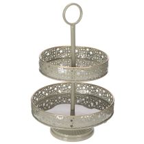 Artikel Etagere aus Metall mit Sternmotiv und Griff zweistöckig 49 cm Mint und Golden