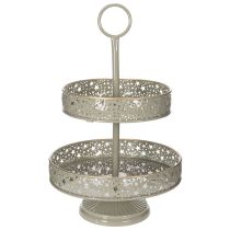 Artikel Etagere aus Metall mit Sternmotiv und Griff zweistöckig 49 cm Mint und Golden