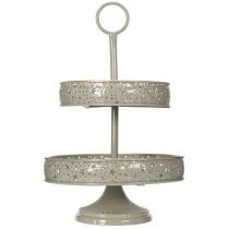 Artikel Etagere aus Metall mit Sternmotiv und Griff zweistöckig 49 cm Mint und Golden