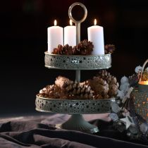 Artikel Etagere aus Metall mit Sternmotiv und Griff zweistöckig 49 cm Mint und Golden