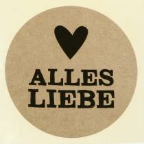Etiketten "Alles Liebe" Natur Ø3,5cm 500St