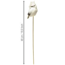 Artikel Eule aus Plüsch am Holzstab Weiss 9cm mit Gesamtlänge 48cm für Dekorationen