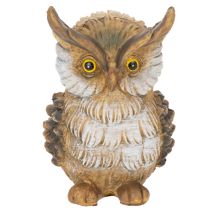 Artikel Eulenfigur aus Polyresin, sitzend, 11 cm hoch, braun-weiss