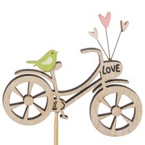 Artikel Holzstecker Fahrradmotiv Natur 8 cm 12 Stück für Frühlingsdekoration