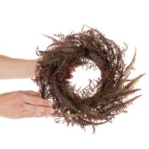 Artikel Künstlicher Kranz mit Farnzweigen aus Kunststoff, 35 cm, Bordeauxrot-Braun-Grün