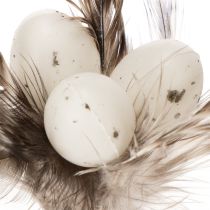 Artikel Federzweig Dekostecker aus Naturfedern mit Eiern 37cm für Ostergestecke 12 Stück