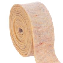 Artikel Filzband aus reiner Wolle als zweifarbiges Topfband, Orange/Mehrfarbig, 7,5 cm breit, 5 m lang
