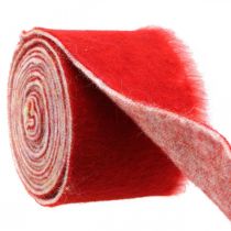 Filzband Deko zweifarbig Rot, Weiß Topfband Weihnachten 15cm×4m