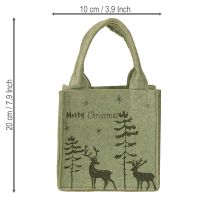 Artikel Filztasche Grün Merry Christmas mit Henkeln 15x10 cm