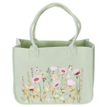 Artikel Filztasche 38 cm mit floralem Motiv in Grün – Dekoration und Geschenke