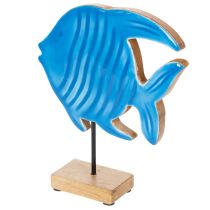 Artikel Holzfisch Figur aus Mangoholz in Blau 22cm für Wohn- und Tischdekoration