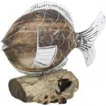 Artikel Deko-Fisch Holz Aufsteller auf Wurzel Maritime Deko 27cm