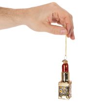 Artikel Christbaumschmuck Parfumflakon und Lippenstift Glas Leopardenmuster 11 cm Set 2-teilig
