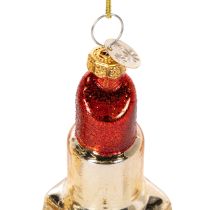 Artikel Christbaumschmuck Parfumflakon und Lippenstift Glas Leopardenmuster 11 cm Set 2-teilig