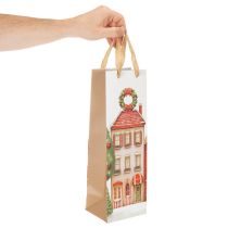 Artikel Geschenktasche für Flaschen Weihnachten Haus und Tannenbaum 36cm 2 Stück Papier