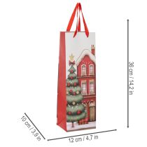 Artikel Geschenktasche für Flaschen Weihnachten Haus und Tannenbaum 36cm 2 Stück Papier
