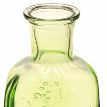 Artikel Flaschenvase Glas Grün mit Blütenmotiv, Höhe 19 cm, 2 Stück