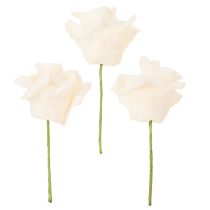 Artikel Künstliche Rose cremefarbig 10 cm Blüte auf Drahtstiel 100 Stück