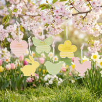 Artikel Osterdeko zum Hängen Osterfiguren Anhänger Holz Pastellfarbe 7cm 6St