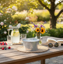 Artikel Kerze im Zinkeimer für stimmungsvolle Dekoration auf Terrasse und Balkon 15cm