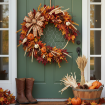 Artikel Boho Metall-Dekoring Silber Ø28cm mit Natur-Raffia, 4er Set - Hängedekoration, Wanddeko