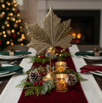 Artikel Tischdeko Herbst Ahornblatt Deko Golden Antik 58cm × 39cm