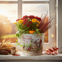 Artikel Pflanzkübel Rund Metall 21cm Fresh Garden Motiv innen und aussen