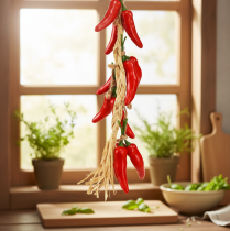 Artikel Dekohänger aus Kunststoff mit roten Chilischoten, 50 cm, für Innenbereiche