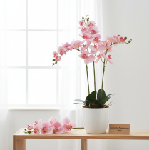Artikel Künstliche Orchidee Phalaenopsis Rosa-Weiss 96cm mit 9 Blüten aus Kunststoff