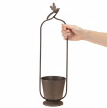 Artikel Metall-Pflanzkübel mit Rankhilfe Libelle Rost-Optik Ø16/H62 cm für Garten und Balkon