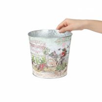 Artikel Blumenkübel Metall 16cm Motiv Fresh Garden 2 Stück für Innen und Aussen