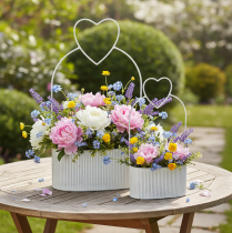 Artikel Deko Schale oval Metall mit Herz Weiß 20/16cm 2er-Set