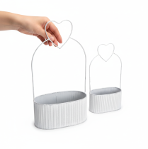 Artikel Deko Schale oval Metall Herz Weiss 20/16cm 2er-Set für Innenbereich