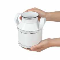 Artikel Deko-Kanne aus Metall mit Henkeln Weiss, Schwarz, Höhe 13cm, 2er-Set