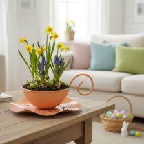 Artikel Metall Deko Tasse Orange Ø11,5cm H6cm Mit Unterteller 2St