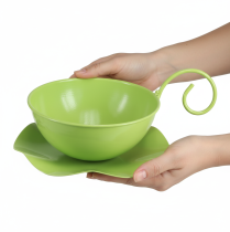 Artikel Metall Dekotasse mit festem Unterteller Apfelgrün H8cm Ø11,5cm 2 Stück