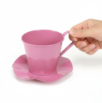 Artikel Deko Metall-Teetasse mit Teller Pink Ø12 cm H10 cm 8 Stück