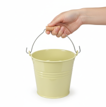 Artikel Eimer Metall Blumentopf mit Holzgriff Grün-Gelb 20x17,5x16cm 2er-Set
