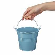 Artikel Deko-Eimer Metall Blau 16cm mit Holzgriff 2 Stück – Blumentopf für innen und aussen