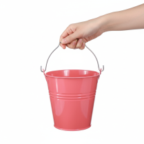 Artikel Eimer Metall Rosa Blumenkübel mit Holzgriff 26x22,5x23cm 6l