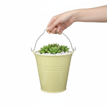 Artikel Eimer aus Metall Blumenkübel Grüngelb 26 x 22,5 x 23 cm 6 l für Garten und Innenbereich
